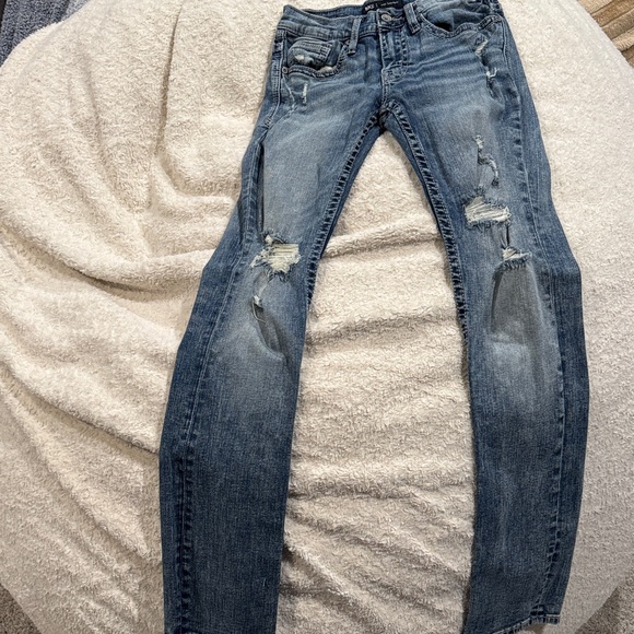 BKE Women's Distressed Skinny Jeans - Blue - Picture 1 of 3